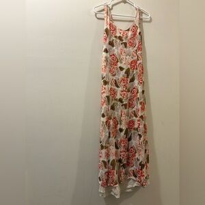 April Cornell medium pink and cream sleeveless Sundress - floral - back tie